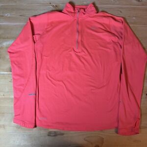 Nike Dri Fit Running Top Coral Pink Long Sleeve Quarter Zip Women Medium